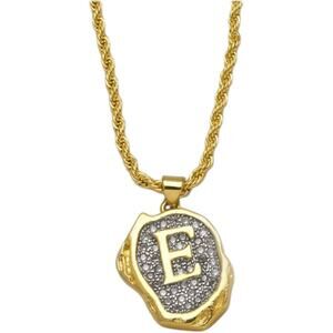 Gold Plated and Silver E Initial Pendant Necklace